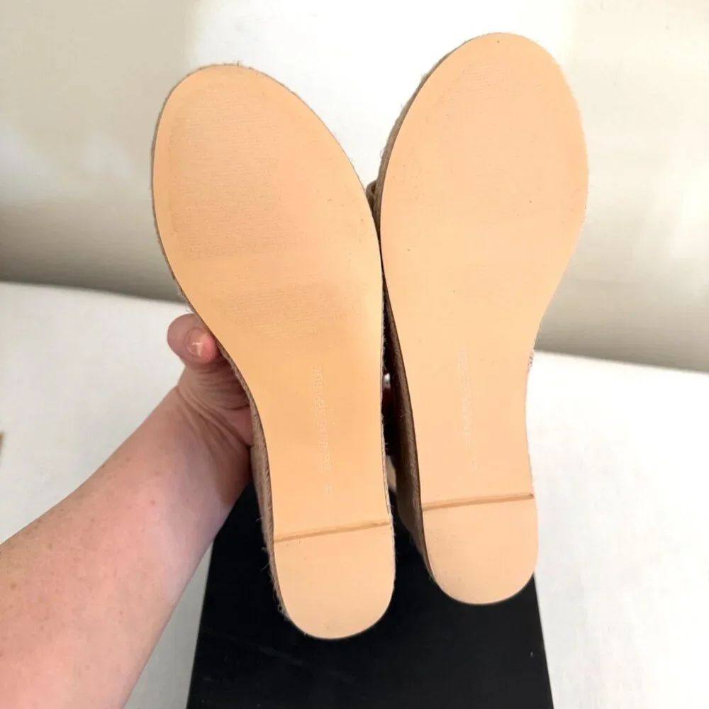 Banana Republic Platform Espadrille Sandals Size 8 Bone Faux Suede Resortwear - Picture 13 of 16